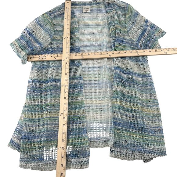 Blair Womens Open Knit Cardigan XL Blue Green - Picture 4 of 5